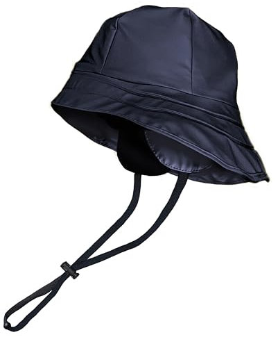 Toutacoo Regenhut, wasserdicht, Marineblau, breite Krempe, mit Kinnriemen und Ohrenschutz, innen Fleece (03- Marineblau)