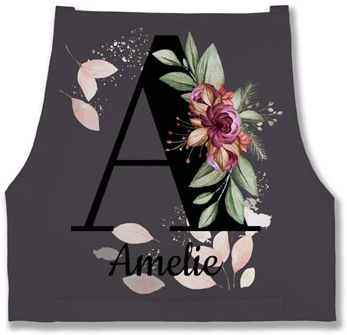 Schürze - und - Buchstabe anpassbar mit Name I Geschenk Initialen - 85x69 - Anthrazit - personalisierte kochschürze geschenke für ältere damen buchstaben a backschürze schürze+personalisiert