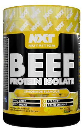 NXT Beef Protein Isolate 540g - High Protein Powder in Natural Amino Acids - Paleo, Keto Friendly - Dairy and Gluten Free | 540g | Lemonade