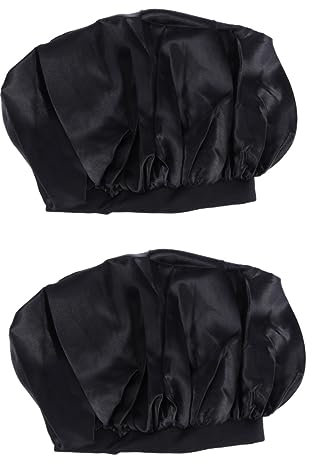 Healvian 2pièces Bonnet De Nuit Élastique Pour Femme Ajustable Anti-eau Pour Et Bain Coloris Noir