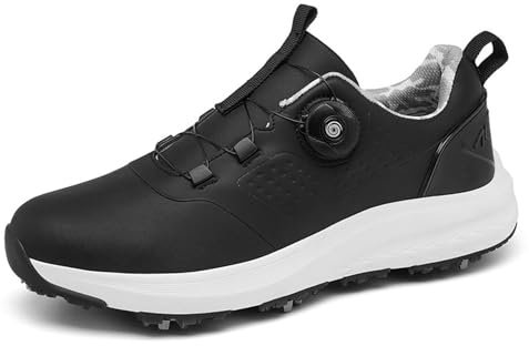 Ybberik Women's Golf Shoes with Spikes, Waterproof Golf Shoes for Women Black