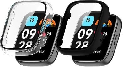 2 Pièces Bracelet Redmi Watch 3 Active, Protection Montre Connectée, Coque Antichoc et Anti-Rayures avec Écran de Protection Intégré, Haute Transparence, Facile à Installer (Noir et Blanc)