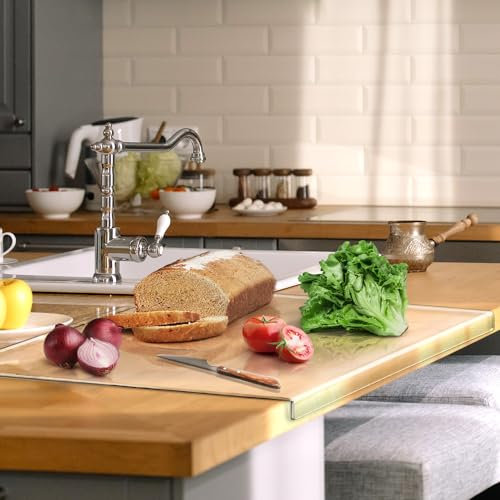 Gracenal Acryl Schneidebrett, 60x45cm Cutting Board, Großes Schneidbrett Rutschfest mit Lippe, Schneidebrett Glas Arbeitsplatte Küche Durchsichtig, Geschenk Küche Küchenutensilien, Küchen Gadgets
