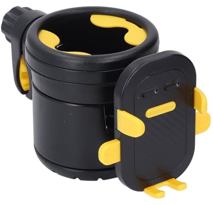 Stroller Cup Holder with Phone Holder, 3 in 1 Cup Phone Holder for Stroller, Bike, Wheelchair, Walker, Scooter, 360° Rotatable Large Caliber Designed Cup Holder Fits Most Bottles