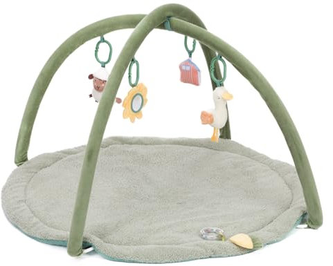 Fillikid Aktivbogen Exklusiv | Weiche Spieldecke Animal Friends für Babys ab Geburt | Inkl. 4 abnehmbare Spielfiguren & Rassel | Fördert Sinne & Motorik | Vielseitig einsetzbar, Maße 85x85x48 cm