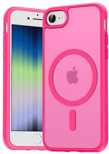 Natiiozie Magnetica Cover per iPhone SE 3/2 (2022/2020), iPhone 8/7 Compatibile con MagSafe Custodia Traslucida Opaca Posteriore, Antiurto Anti-impronta Resistente ai Graffi Protettiva Case Rosa