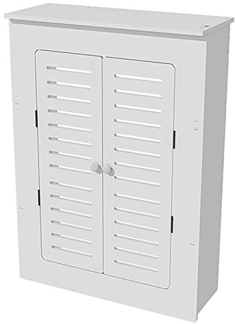 Cubierta para radiador, Cubierta Moderna para radiador de Doble Puerta en Tablero de plástico de Madera de PVC Duradero - Gabinete de calefacción Elegante con Listones horizontales y Estante