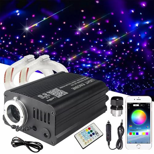 600 Starlight-Dachhimmel-Kits für Auto und Zuhause Twinkle & Meteor 2-in-1-Lichtmaschine, 0,03 Zoll x 9,8 Fuß RGBW-Glasfaserstränge, 100 reinweiße Sternschnuppen 16 W Starlight-Kit
