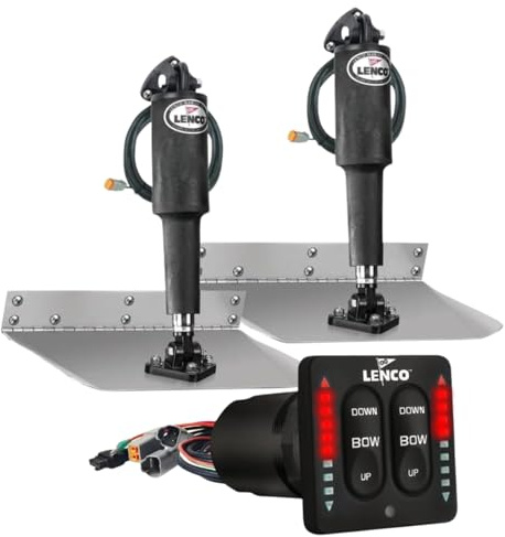 SAWESTO Lenco Trimmklappen Set mit Steuerpult LED Integrated Switch Kit Größe Für Boote 5m - 7,5m