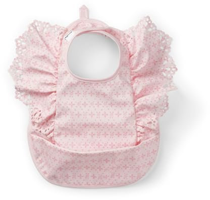 Elodie Details Baby Lätzchen mit Auffangschale - Abwaschbar - Skandinavisches Design - Wasserdicht - Embroidery Anglaise Pink