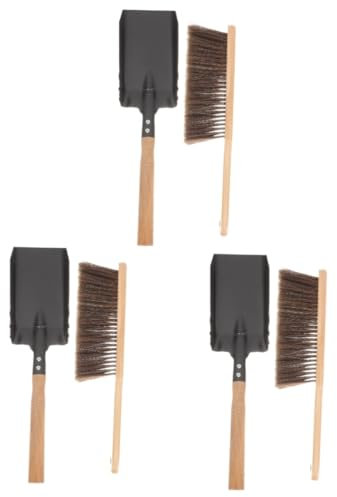 TOPBATHY 3 Sätze Kamin Reinigungs Set Teppichrechen Kaminbalg Versiegelung Kaminbesteck Besen Und Kehrschaufel Kaminholzregal Kaminschaufel Und Bürste Besenstiel Im Freien Grube Ort Hölzern