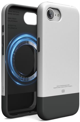 elago Kompatibel mit iPhone 16e Hülle, Magnetisches Gleitge Hülle, Präzise Kameraausschnitte, Starke Magnetkraft, Ganzkörper Handyhülle, Stoßfest (Silber/Schwarz)