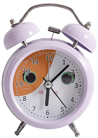 DHSKFUA 3-Zoll-Twin-Bell-Weck-Timer, leise Nachttisch-Schreibtischuhr, Lila Progress