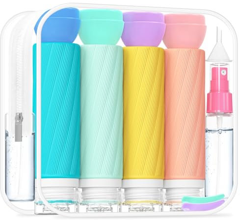 17-teiliges Reiseflaschen Set für Toilettenartikel, TSA-zugelassene Reisegröße Flüssigkeitsbehälter, Auslaufsichere Reisekosmetikbehälter, Reiseessentials für Duschgel, Shampoo, Lotion & Conditioner