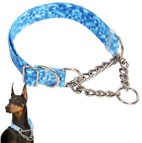 Hundehalsband, Edelstahl Kette Martingal Halsband für Hunde, Keine Pull Slip Cinch Choker Choke Heavy Duty Hundehalsband