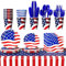Patriotic Party Supplies,161Pcs American Flag Themed Party Set, Patriotic Party Decorations, American Flag Tablecloths,4th of July Plates Cups, Red White and Blue Decor for Outside, Picnic, Memorial