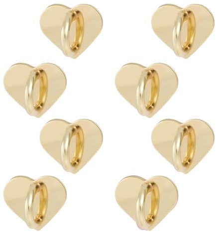 8pcs Heart Cell Phone Ring Holder, Cute Phone Charm Hooks Adhesive Smartphone Finger Ring Grip Sticky Metal Loop Stand for Cellphone Case Pad Tablet DIY Accessories (gold)