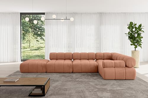 ALTDECOR Modulares Sofa Ecksofa in L-Form Corner modular Sofa Eckcouch Couch Wohnlandschaft Cauchsofa Polstersofa Felto-L2-380x190x70 cm Apricot