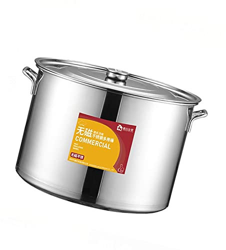 GAOAZHEN Stock Pot - Soup Pot With Lid, 13-40L Stock Pot, Catering Commercial/Domestic Thick 304 Stainless Steel Soup Pot With Lid, For Gas Stove/Induction Cooker (Size : 40L)