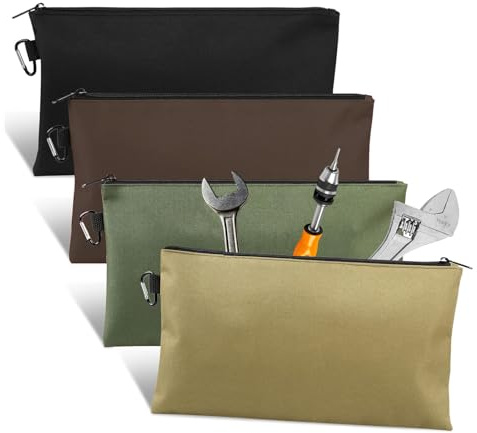4Pcs Premium Tool Bag Set,12 inch Zippered Tool Pouch with Carabiner Clip,Versatile Storage Solution for Tools