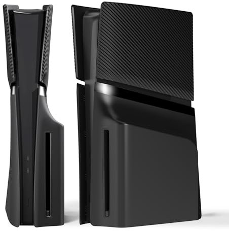 eXtremeRate eXcover Copertura Ricambio Compatibile con ps5 Slim Console Disc Edition, Cover Coperchio Custodia Placca Shell Ventilata per ps5 Slim Disc Console, Nero