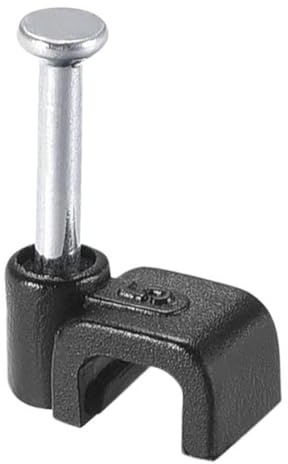 TOP-VIGOR Nail Cable Clips 5mm Clamps for Home Office Cords Management Black 100Pcs