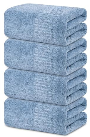 SEISSO Lot de 4 Serviettes de Bain 88.9×160 cm en Bambou Microfibre – Grande Absorption, séchage Rapide, Douce et Grande Taille XXL 350 g/m² – Adaptée aux Adultes – Usage Polyvalent Salle Gris