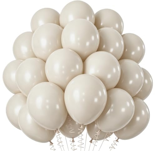 Luftballon Girlande Beige, 60 Stück 12 Zoll Sand Weiß luftballons, Creme Weißsand Girlande Luftballons Geburtstag Set, Sand Weiss Latex Ballons Set für Geburtstag Hochzeit Festival Deko