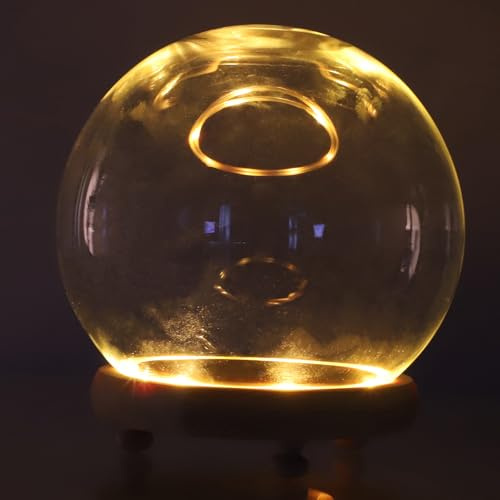 SHINEOFI Vitrine Sphérique en Verre Transparent 2 Pièces Support D’Exposition pour Figurines et LED, Couvercle en Verre Démontable, Étui de Rangement pour Maquettes Décoratives, Décoration