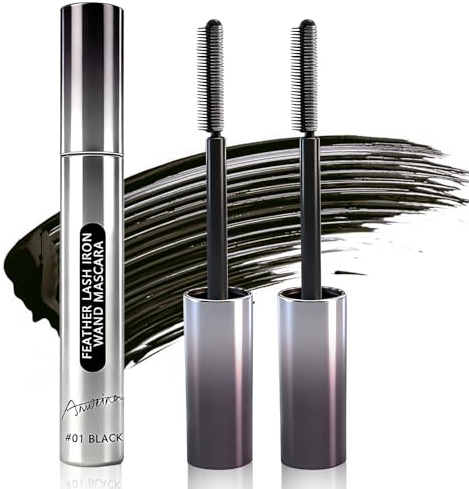 2Pcs Iron Wand Mascara, Metal Mascara Waterproof, Non forma grumi (Nero) | Mascara Volumizzante e Allungante, 3D Mascara Allungante a Doppia Punta, Lavabile,Texture Leggera