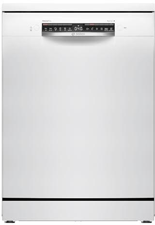 Bosch SMS4HMW08E Série 4 - Lave-vaisselle, pose-libre, Option Séchage Extra | 60 cm, Blanc, Silence Plus, Tiroir et paniers VarioFlex, Panier supérieur réglable sur 3 hauteurs