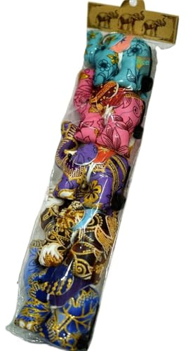 5pcs fabriqué à la main Ganesha porte-clés, éléphant porte-clés en tissu traditionnel thaïlandais pour décorations bricolage, pendentifs animaux, porte-clés de voiture