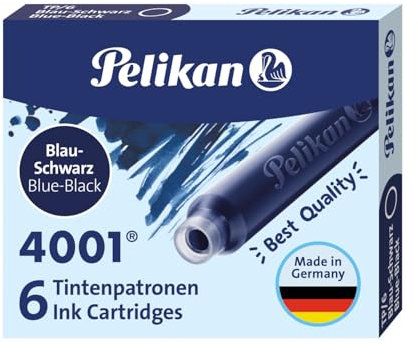 Pelikan Standard-Tintenpatronen 4001 Tinte Blau-Schwarz, 6 Stück