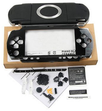 OSTENT Komplettes Gehäuse-Reparaturmodul + Tastenersatz für Sony PSP 1000 Serie Konsole, Farbe Schwarz