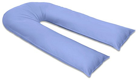 sleepdove 9Ft Large U Pillow Body/Bolster Support Maternity Pregnancy Support Pillow with Free Removable Cotton Blend Breathable Zip Cover - Made in UK (Blue)
