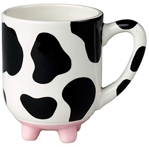 Boston Warehouse Udderly Cow Becher mit rutschfesten Silikonfüßen, handbemalte Keramik