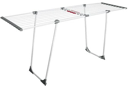 Gravidus ausziehbarer Wäscheständer mit Rollen, Stahl, Kunststoff, 20 Meter Trockenfläche, max. 15 kg, für Bekleidung