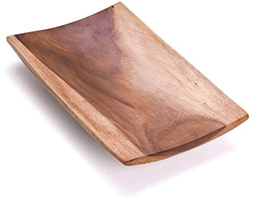 Nexos Trading Handgemachte Holzschale große Dekoschale Obstschale Servierschale XL exklusiv echtes indonesisches Suarholz natürlich 46 x 28 cm rechteckig rar