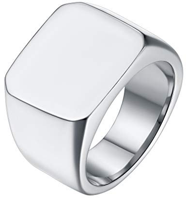 FaithHeart edelstahl herren Quadrat Band Ring 65 personalisierter Fingerring Sigelring mit Geschenkebox für Freunden Freundin