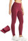 Comallan Damen Winter Thermo Leggings, Wasserdicht Lauf Sport Tights Laufhose Wanderhosen Training Hose Mit Fleece gefüttert und Taschen, Rubin Wein M