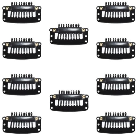 Perückenclip, 10Pcs Haarverlängerung Clips, U-Förmige Metallclips, Schwarz 9 Zähne Kammclips, Schnappclips für Haarverlängerungen