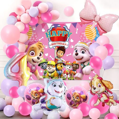 Dog Thema Party Dekorationen,Dog Thema Geburtstags Dekorationen,Cartoon Luftballons Set,Thema Deko Kindergeburtstag,Thema Geburtstags Dekoration für 4 Jahr Kinder