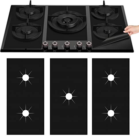 Finetoknow Copri fornelli Cottura 5 Fuochi Gas,Copri Piano Cottura,3 pezzi Resistente Protezione in Teflon Alle al Calore 52,8 * 78 cm Coperchio Riutilizzabile Pulizia Rapida