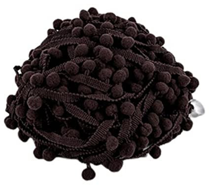 SHTGOI 5 Yards Pomponborte Bommelborte Bommel Fringe Band Fransenborte Pomponband Bommelband Pompom Fransenbesatz Pom Poms Quaste Borte Zierborrte für Kleidung Vorhang Dekoration Dunkelbraun