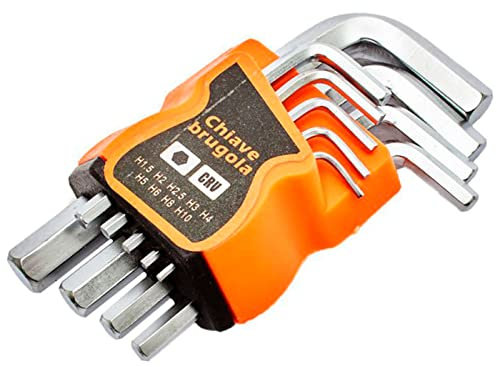 Tradineur - Set de 9 llaves hexagonales, H1.5, H2, H2.5, H3, H4, H5, H6, H8 y H10, llaves allen para tornillos, multiusos, bricolaje, carpintería, mecánica, 1,5-10 mm