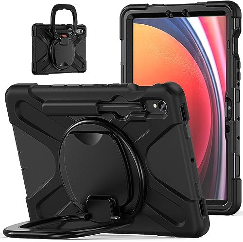 PboyiqiS For Samsung Galaxy Tab S10 Ultra Case for Kids 2024,With 360 Kickstand Shoulder Strap Pencil Holder,Also For Galaxy Tab S9/S8 Ultra 14.6 inch (Galaxy Tab S10 Ultra/S9 Ultra/S8 Ultra, Black)