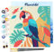 Figured'Art Mini Peinture par Numéro Adulte 20x20cm avec cadre Perroquet Tropical - Petit Format Kit de Loisir Créatif DIY Numéro d'Art Complet