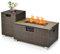 COSTWAY Outdoor Fire Pit Table Set, 40000 BTU Rattan Fire Pit Table with Gas Bottle Tank Cover, Lava Rocks, Tile Top & PVC Cover, Patio Fire Pit Table & Storage Box (2PCS Fire Pit Table Set)