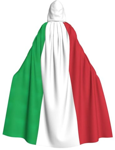 NEZIH Italien-Flagge, voller Länge, Karnevals-Umhang mit Kapuze, Unisex, Cosplay-Kostüme, Umhang für Erwachsene, 185 cm