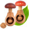 Creative Home Nussknacker Holz Set 2 Stück | Fliegenpilz und Steinpilz Form | 10 x 6 cm | Natürliches Buchenholz | mit Schraubmechanismus | Schraubgewinde | Massiv & Nützlich Nussknack